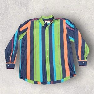 Fairway & Greene The Club Shirt Button Down Mens Large Multicolor Striped Golf